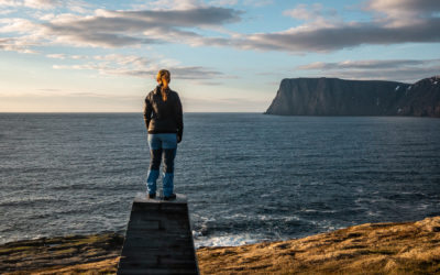 Knivskjellodden, Nachtwanderung bei Sonnenschein am Nordkap